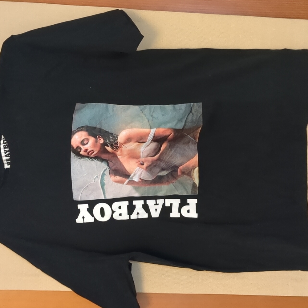 Playboy By Pacsun Playboy Swimsuit Model Black T-Shirt Size Large